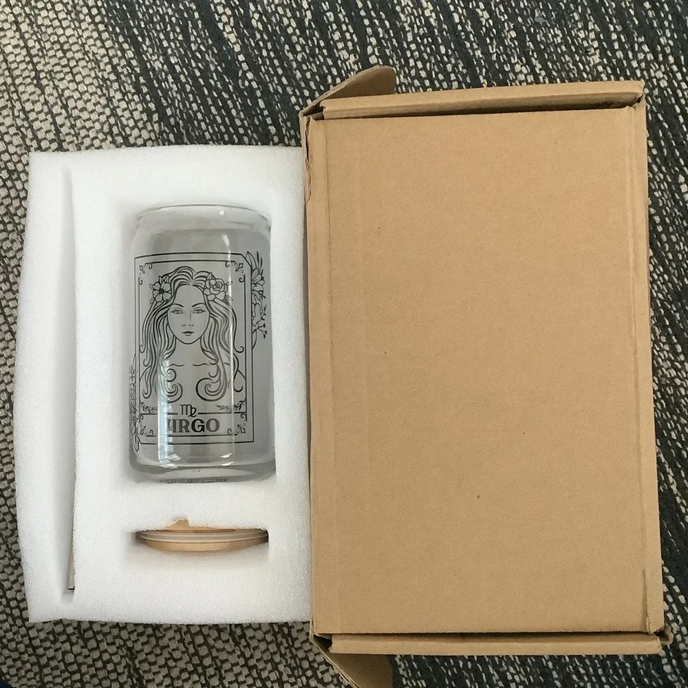 VIRGO ZODIAC CAN GLASS NWOT